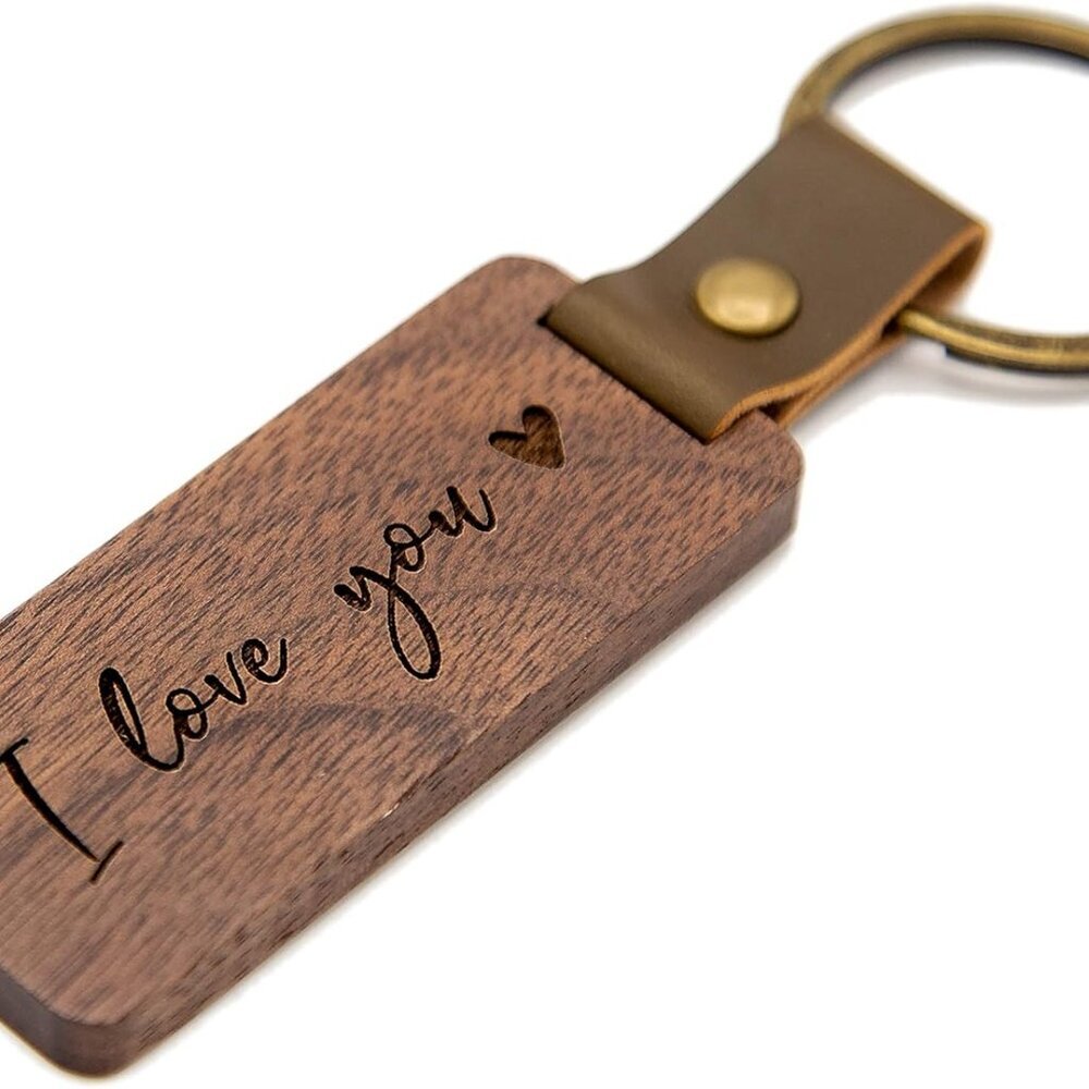 Keychain - Engraved Wooden Keychain Key Chain Birthday Gift, 5th Year Wedding An